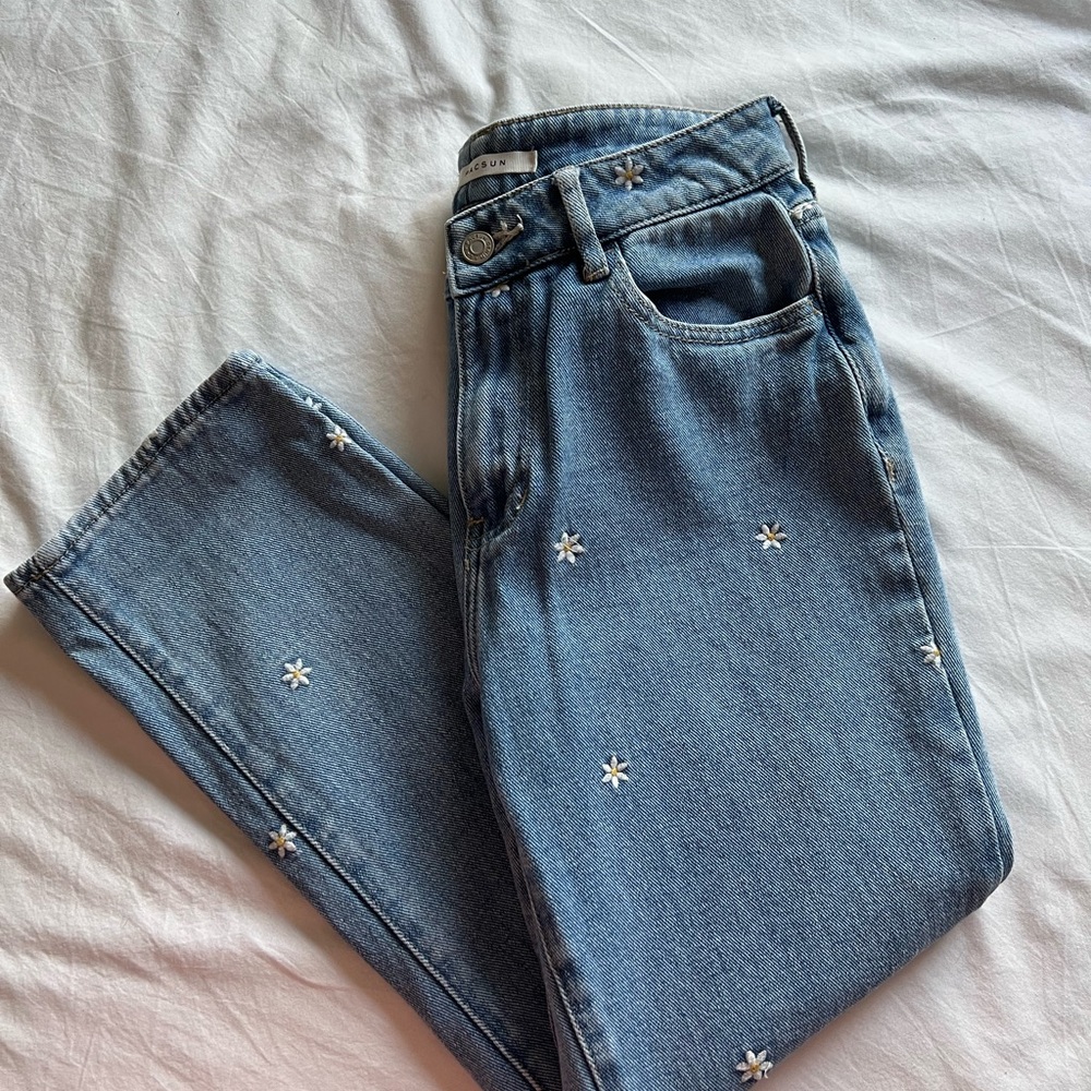 Pacsun flower embroidery jeans